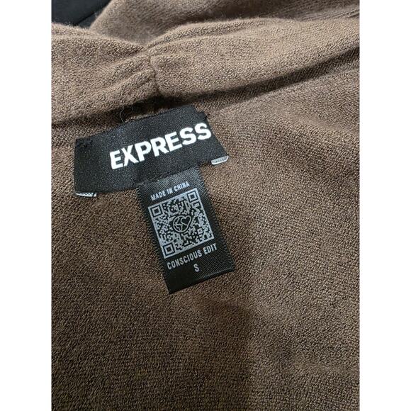 EXPRESS Mocha Brown Knit Duster Sweater Cardigan Skirt, and Tank Wool Small 3 Pc - Picture 5 of 16